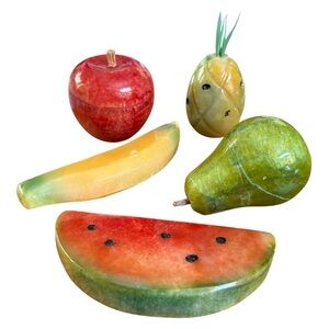 VINTAGE➕SET OF 5• Alabaster Italian Stone Fruit.